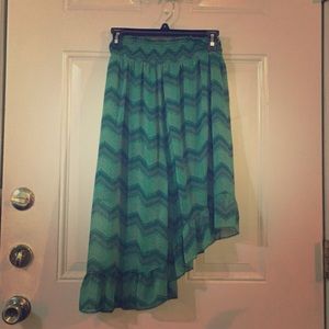 Love, Fire Bohemian Green Asymmetrical Skirt